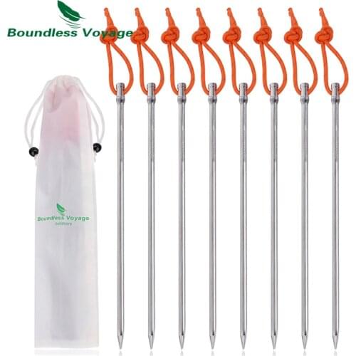 Boundless Voyage Titanium Alloy 20cm Long Tent Pegs Nails Outdoor Camping Tent Accessories Stakes