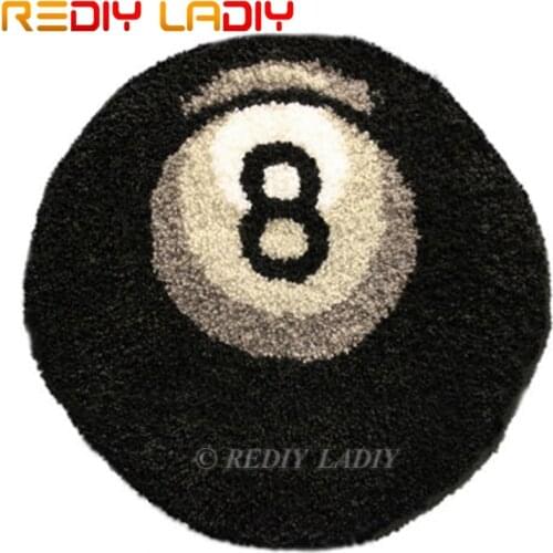 Latch Hook Kit Make Your Own Rug No.8 Ball Tapestry Crochet Cushion Mat DIY Carpet Rug Set Pre-Printed Canvas Crafts Home Decor