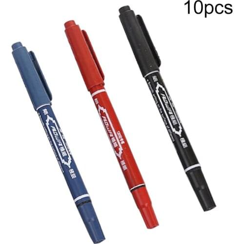 10Pcs Double Head Art Markers Hook Line Drawing Writing Pen Student Stationery Double-Ended Marker Pen