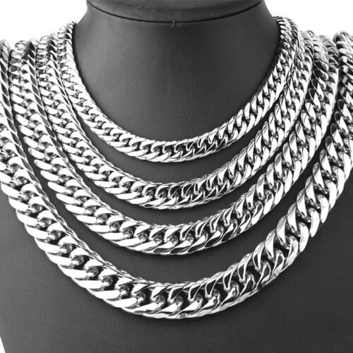 Cuba link chain on neck punk big chain necklaces mens stainless steel long necklace gifts for Male accessories wholesale