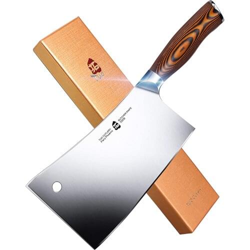 TUO Meat Cleaver - Heavy Duty Meat Chopper - High Carbon German Stainless Steel Butcher Knife - Pakkawood Handle