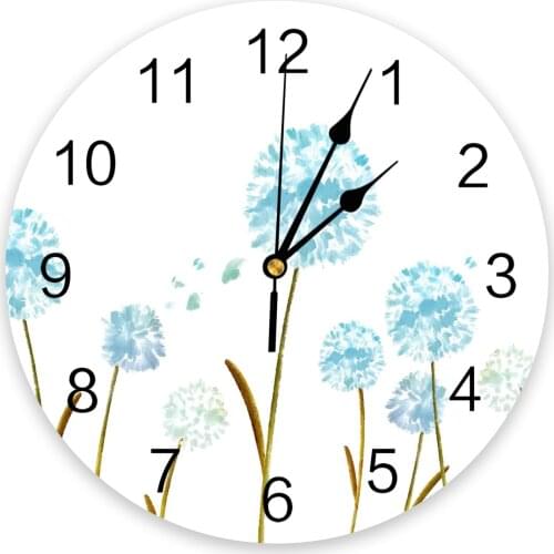 Plant Dandelion Watercolor Wall Clock Home Decor Bedroom Silent Oclock Watch Wall Digital Clock Wall Clock Modern Design