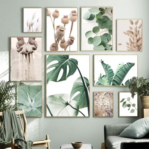 New Trend Rabbit Tail Grass Art Canvas Painting Wall Decor Reed Sand Banana Leaf Posters and Prints Modern Home Decor