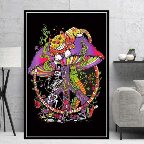 Trippy Visual Mushroom Mind Education Posters and Print Psychedelic Magic Black light Wall Art Canvas Painting Home Decor
