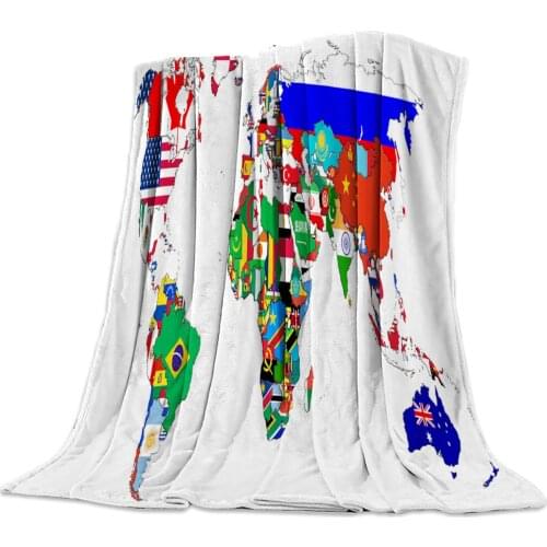 World Map Flag Throw Blanket Soft Warm Microfiber Blanket