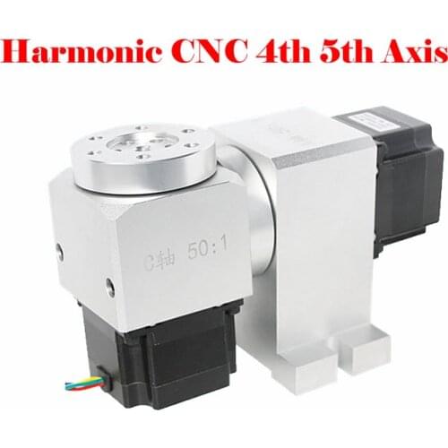 CNC 4th 5th A B Rotary Axis Harmonic Drive Reducer Speed Reducing Ratio 50:1 Dividing Head for Mini CNC Router Engraving Machine
