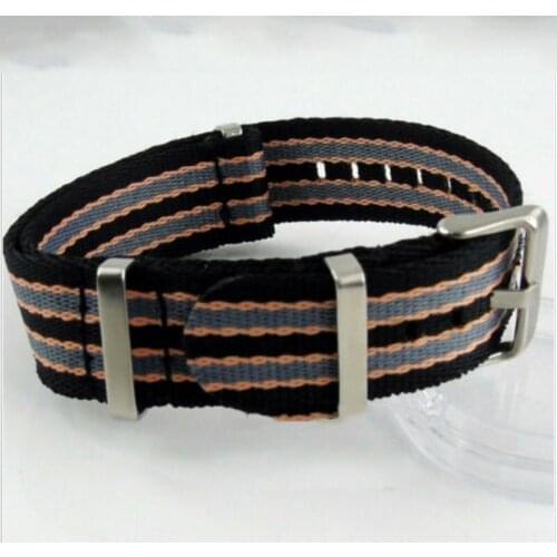 BLIGER Nylon Strap Black Watch Band with Steel Bracelet Clasp 20mm Width Lug