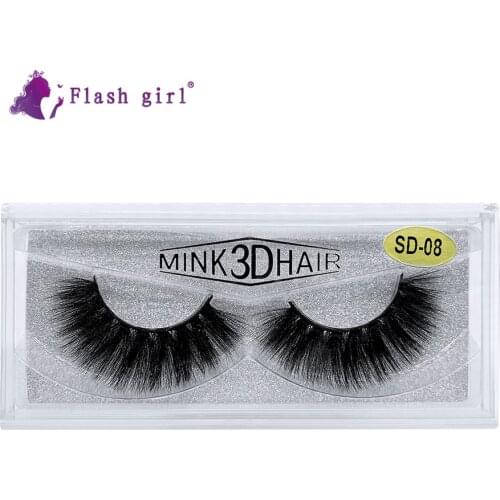 Flash Girl Real Fur Eyelashes SD Series 3D Mink Private Label Eyelashes Makeup 1Pair Eyelashes With Custom Boxes
