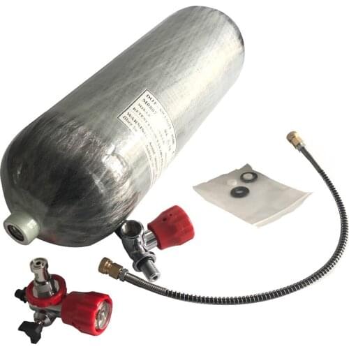 AC290111 Design Certified DOT Bottle 4500Psi 300Bar 9L for PCP Hunting with Red Valve and Filling Station Air Gun Drop Shipping