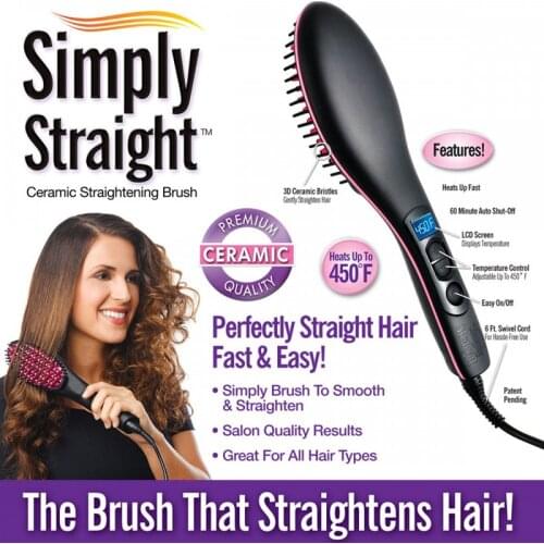 Simply Straightener Brush Ceramic Fast Hair Straightener Comb LCD Display Electric Smooth Hair Straight for Salon Styling Tools