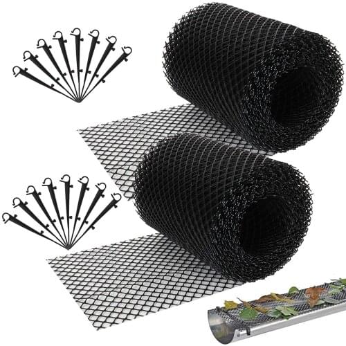 With Stakes Stops Leaves Anti Clogging Mesh Cover Balcony Easy Install Gutter Guard Flexible Drain Reduce Overflow Cleaning Tool