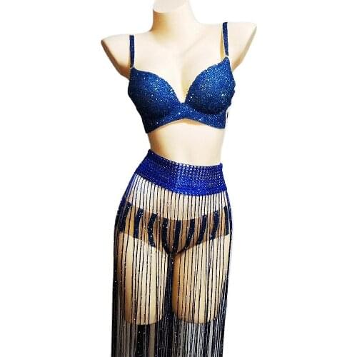 Sparkling Tassel Sequin Women Bra Shorts Belt Bikini Nightclub Bar Prom Party Outfit Singer Jazz Dance Stage Costume