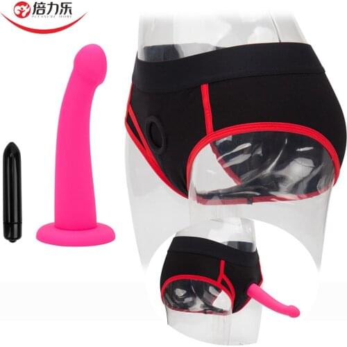 Panties Bullet Vibrator Strap on Realistic Dildo Ultra Harness Briefs Strapon Vibrating Dildo Adult Sex Toys For Lesbian Couples