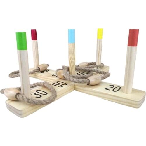 Funny Kids Outdoor Sport Toys Hoop Ring Toss Ring Toss Quoits Garden Wooden Game Pool Toy Outdoor Fun Set