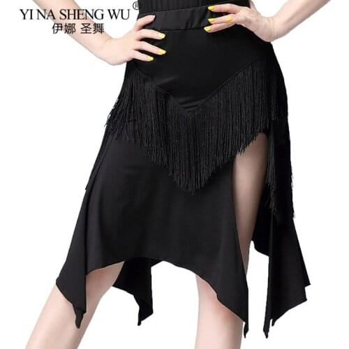 Female Latin Dance Clothing Adult Sexy Salsa Dance Skirt New Style Professional Dance Performance Practice Tassel Skirt Wine Red