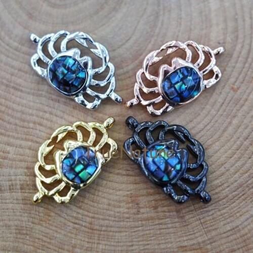 Gold/ Rose Gold/ Silver/ Gun Black Charms, Lovely Crab Pendant Abalone Shell Charms Connectors In 23*13.5 mm PC6417