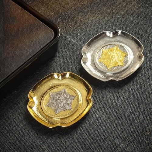 1Pcs Tea Coaster HeatInsulation Alloy Copper Tea Trays Cup Mats Japanese Tea Ceremony Tea Costers