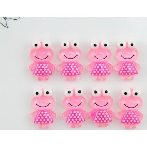 200pcs Lovely Glitter Pink Frog Cabochons (15x20mm) Cell Phone Decor, Hair Pin, Rings DIY-SZ0264a