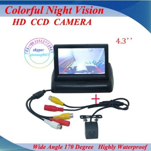 4.3" inch TFT LCD Car Rear View Dashboard Stand Monitor with Backup Reversing Camera , With 2 Channel AV Input, Free Shipping
