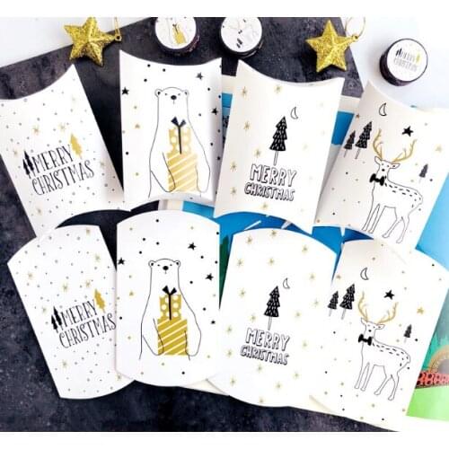 50 Pcs Kraft Paper Gift Packing Boxes Flamingo Pillow Gift Paper Bag Christmas Candy Box Wedding Gift Kids Birthday Party Favors