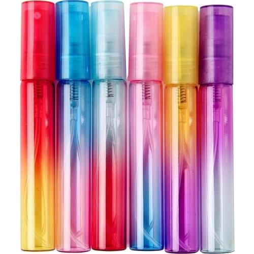 50pcs/lot 4ml 8ml Mist Spray Bottles Refillable Perfume Empty Tube Glass Bottles Travel Atomizer Rainbow Color