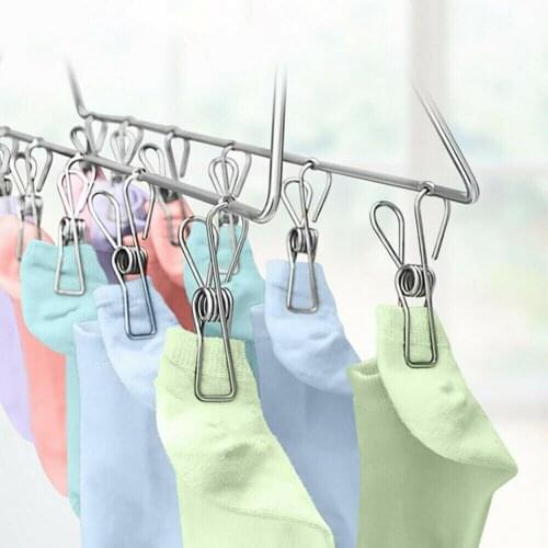 60Pcs Stainless Steel Clothes Hanging Clips Socks Clamp Pins Document Holders