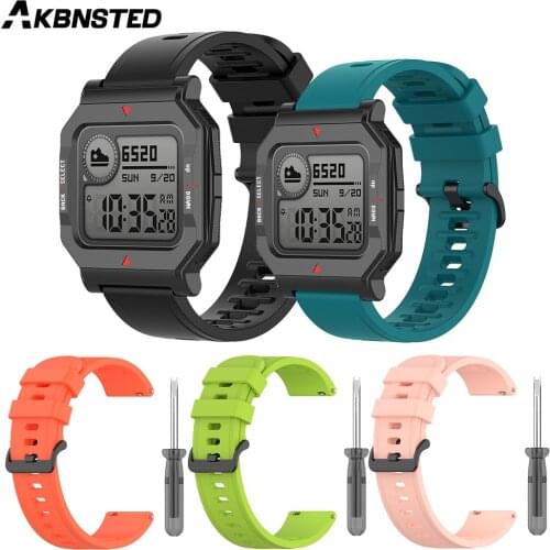 AKBNSTED Soft Silicone Sport Strap For Xiaomi Huami Amazfit Neo Smart Watch Replacement Wristband For Huami Amazfit Neo Watch