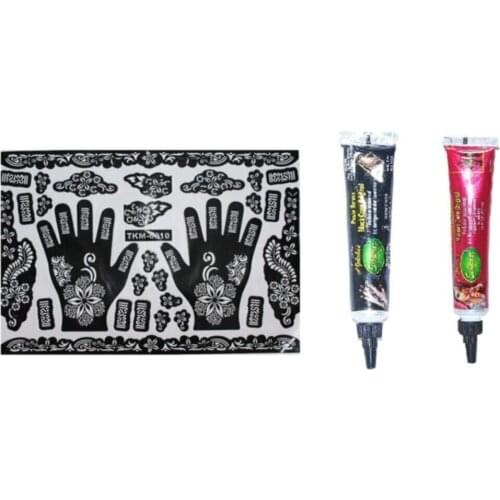 AlbinoHint henna Set-Indian henna & henna Pattern-07 henna хна для бровей henna powder плетка