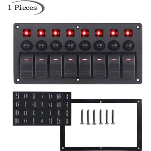 Car 8 Gang Switch Panel 12V Auto Toggle Switch Circuit Breakers With Fuse for Car Auto Boat Marine Ship Caravan Jeep Speedboat