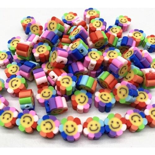 New 30pcs/Lot 10mm Sunflower Shape Clay Spacer Beads Polymer Clay Beads For Jewelry Making DIY Charms Bracelet Necklace