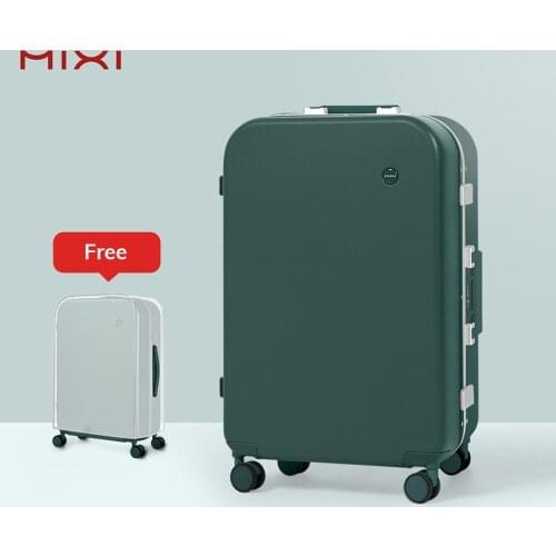 Mixi Aesthetic Designer Luggage Aluminum Frame Women Travel Suitcase PC Hard Shell Trolley Case Rolling Wheels TSA Lock