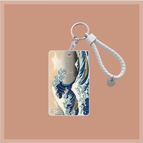Japanese Classic The Great Wave Off Kanagawa Keychain and Cards Case