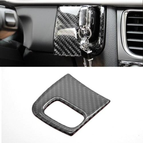 For Audi A4 B8 2009 2010 2011 2012 2013 2014 2015 Carbon Fiber Key Engine Start Hole Panel Frame Cover Trim