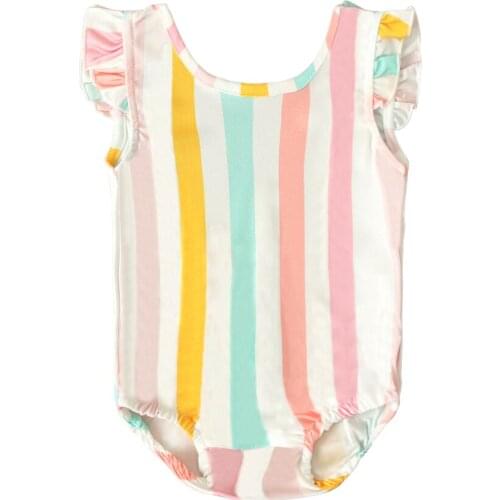 Infant Baby Girl Stripe Bikini Swimwear Summer Toddler One Piece Swimsuit Kids Bathing Beachwear 1-5Years