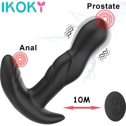 IKOKY G-Spot Stimulation Vibrating Butt Plug 360 Degree Rotation Sex Toy For Men Anal Plug Vibrator Prostate Massager