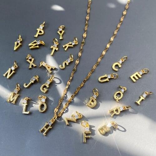 A-Z 26 Letter Name Initials Gold Charms Diy Earrigns Necklace Designer Charms Jewelry Making Supplies Micro Pave CZ Phone Nail