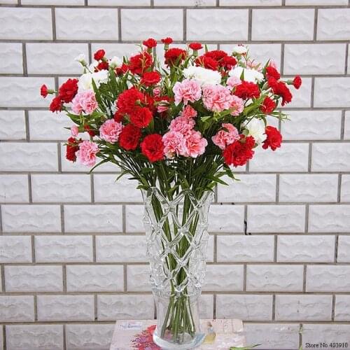 Artificial Flowers Cheap for Christmas Home Wedding Decor Accessories Diy Mothers Day Gift Fake Plastic Plants Silk Carnation