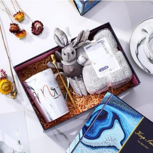 Ceramic cup towel set baby shower giveaways Wedding Anniversary party favors sister Birthday gifts Bridesmaid gift