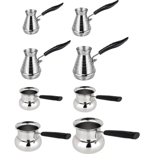 Long Handle Moka Pot Turkish Arabian Stainless Steel Coffee Pot Butter Melting Pot Warmer Coffee Utensils