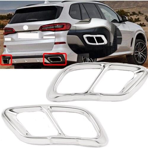 Lofty Richy For BMW X5 G05 X7 G07 2019 Model Stainless Steel Car Exhaust Pipe Cover Trim Access Glossy Black Chrome