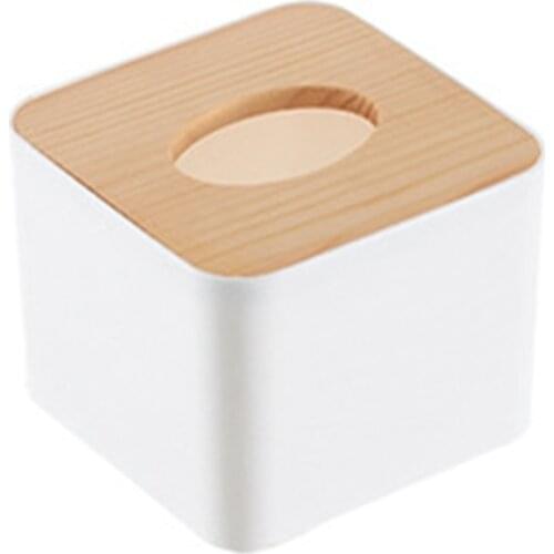 Square Tissue Box Tissue Box with Wooden Lid Household Removable Mini Wooden Tissue Box