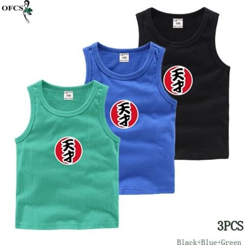 Summer 3pcs/set Kids T Shirt Cartoon Print Boys Girls Sleeveless Cotton Vests Childrens Soft & Comfortable Cool Cheap Shirt Top