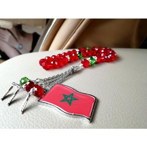 Morocco flag patch jewelry necklace bracelet prayer beads Rosary Marokko Maroc color masbaha misbaha sibha tesbih subha