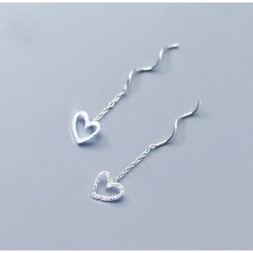 925 Sterling Silver Ear Wire Scrub Love Cute Hollow Heart Earrings Wave Earrings For Women Gifts