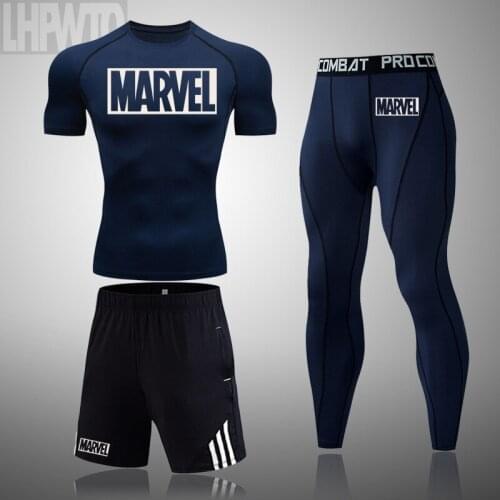 2021 Mens Fitness Compression Set Tights Gym Training Clothes Workout Jogging Sports Suit Running Rashguard Tracksuit For Men