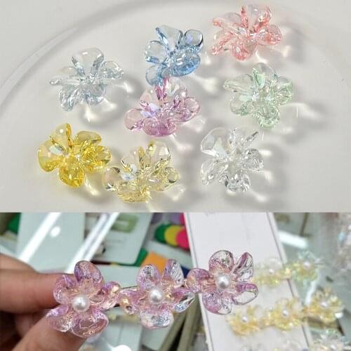 New style 60pcs/lot Colored flowers shape Flat back acrylic beads diy jewelry earrings/bracelet pendant accessory
