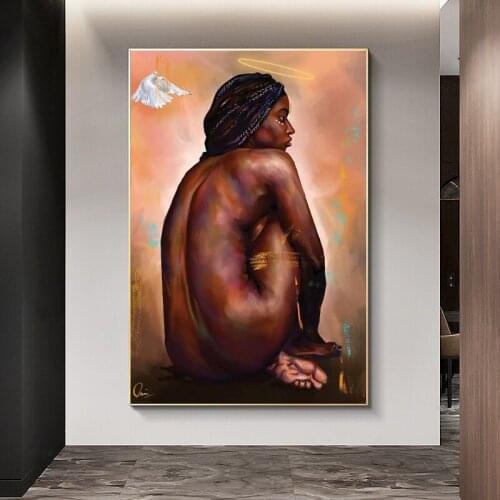 Nude African Black Woman Canvas Painting Abstract Figure Posters and Prints Modern Wall Art Pictures for Living Room Home Decor
