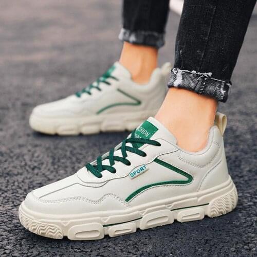 PU Leather Shoes Sport Mens Sports Shoes Women Sneakers Men 2020 Autumn Hot Sale Men Running Shoes High Quality Beige GMB-0359