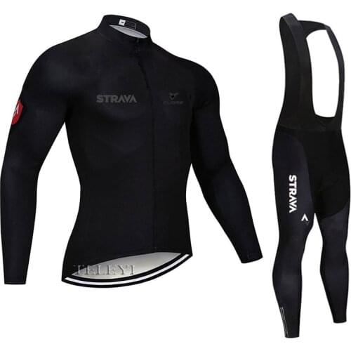 STRAVA Autumn Long Sleeve Cycling Clothing Set Breathable Bicycle Wear Anti-Sweat MTB Bike Cycling Jersey Ropa Maillot Ciclismo