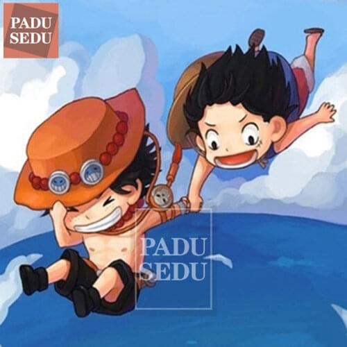 Anime Poster DIY Diamond Painting One Piece Cute Ace Luffy Brother Full Square Daimond Embroidery Cross Stitch Decor Room Gifts